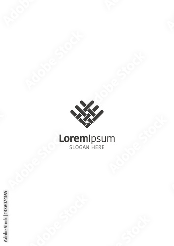 Knitting heart logo design template on white