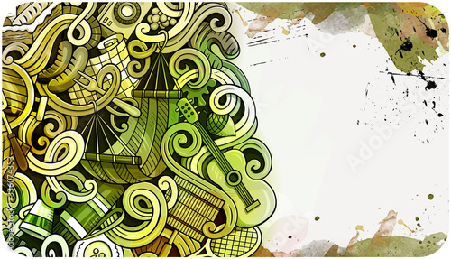 Picnic hand drawn doodle banner. Cartoon detailed flyer.