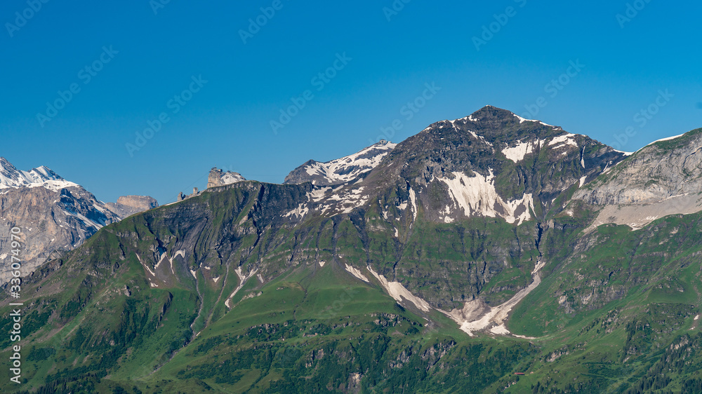 Switzerland, Panoramic view on Schilthorn and green Alps around