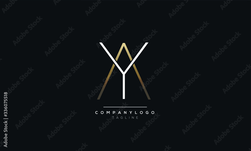 YA AY A Y alphabet abstract initial letter logo design vector template