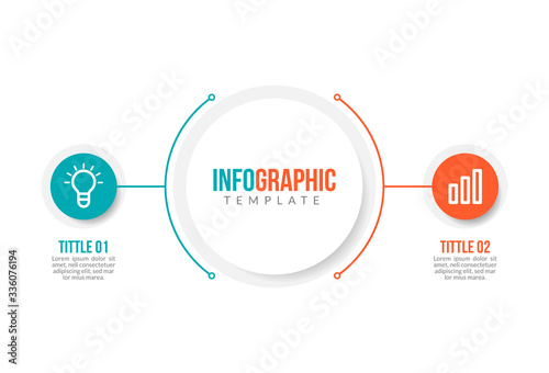 Minimal Business Infographics template. Timeline with 8 steps, options and marketing icons .Vector linear infographic with eight conected elements. Can be use for presentation.