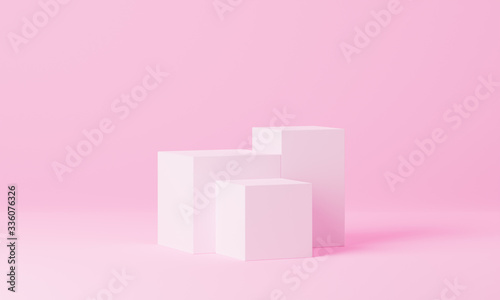 Clean product pedestal or podium, abstract minimal concept, blank space mockup scene. 3d render © pinkeyes