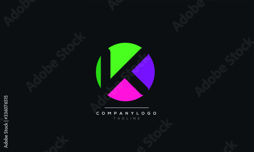 K alphabet abstract initial letter logo design vector template