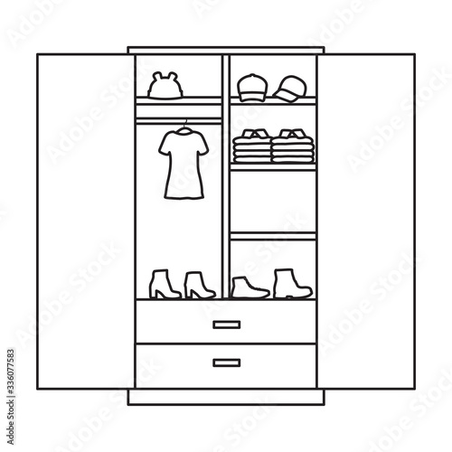 Cupboard vector icon.Outline vector icon isolated on white background cupboard .