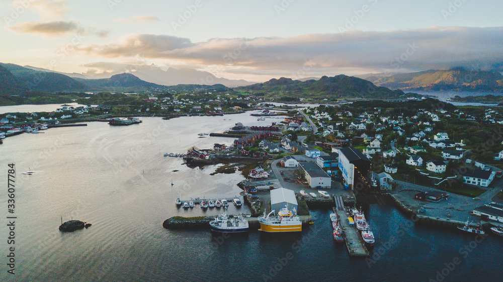 Panorama of Lofoten Islands, aerial view, Norway