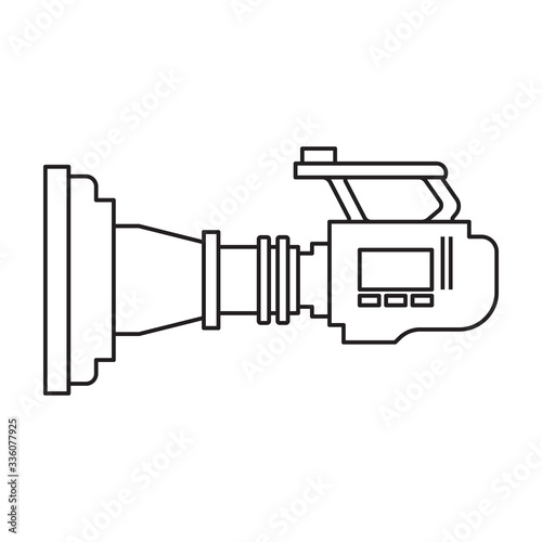 Video camera vector icon.Outline vector icon isolated on white background video camera.