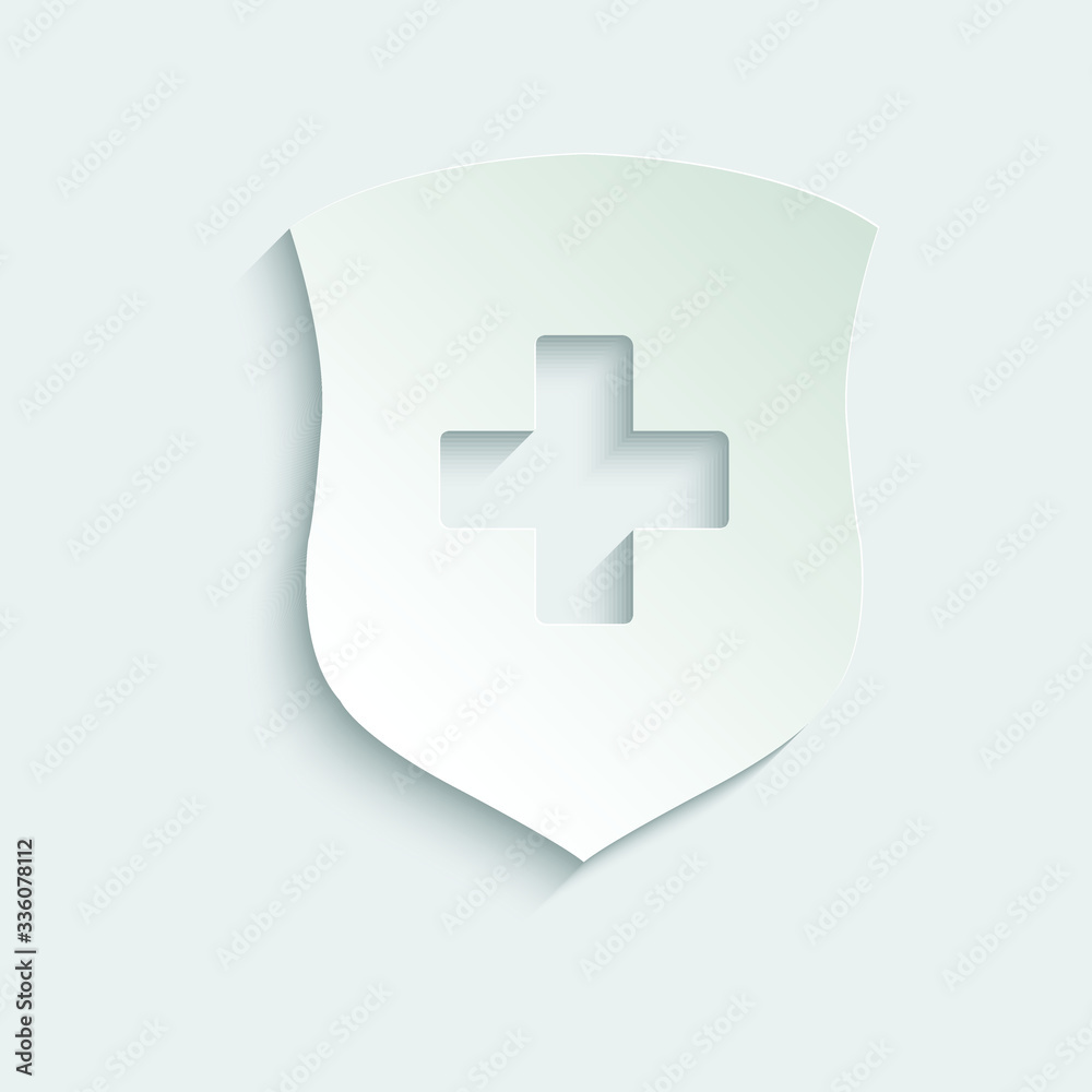 Obraz premium Paper Medical shield icon. Medical protection sign