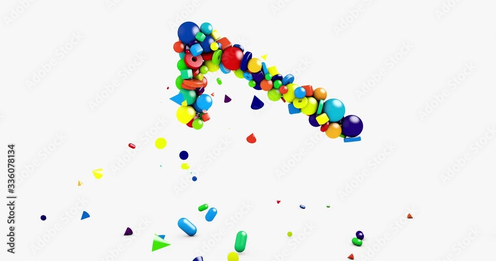 Play sign, arrow symbol made from geometric objects on white. Abstract background 4k animation motion graphics Play sign, arrow symbol made from geometric objects on white. Abstract background 4k animation motion graphics