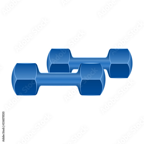 Dumbbell vector icon. Realistic vector icon isolated on white background dumbbell.