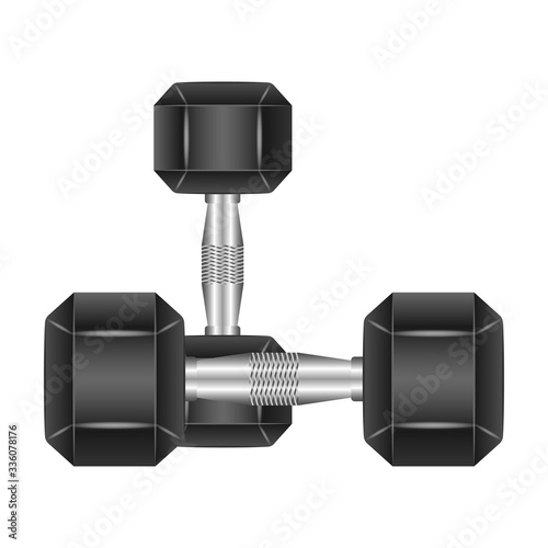 Dumbbell vector icon. Realistic vector icon isolated on white background dumbbell.