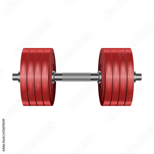 Dumbbell vector icon. Realistic vector icon isolated on white background dumbbell.