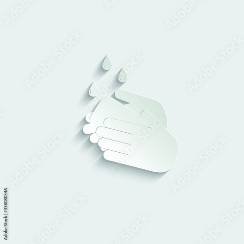 Paper wash hands vector icon. stop covid 19,  coronavirus 
