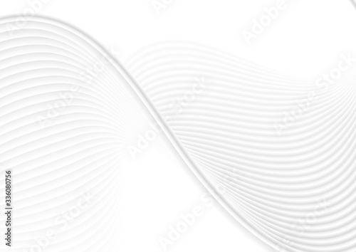 Refracted grey white curved waves abstract elegant background. Vector wavy design © saicle