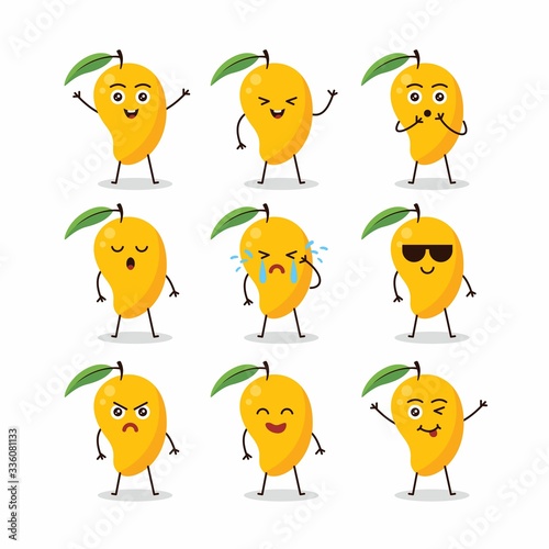 Cute mango fruit character set Illustration Design Template Vector