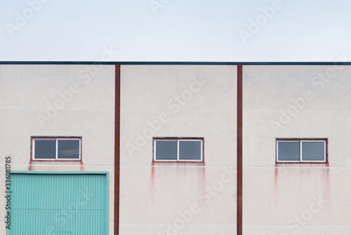 Industrial warehouse. Close up of a building facade