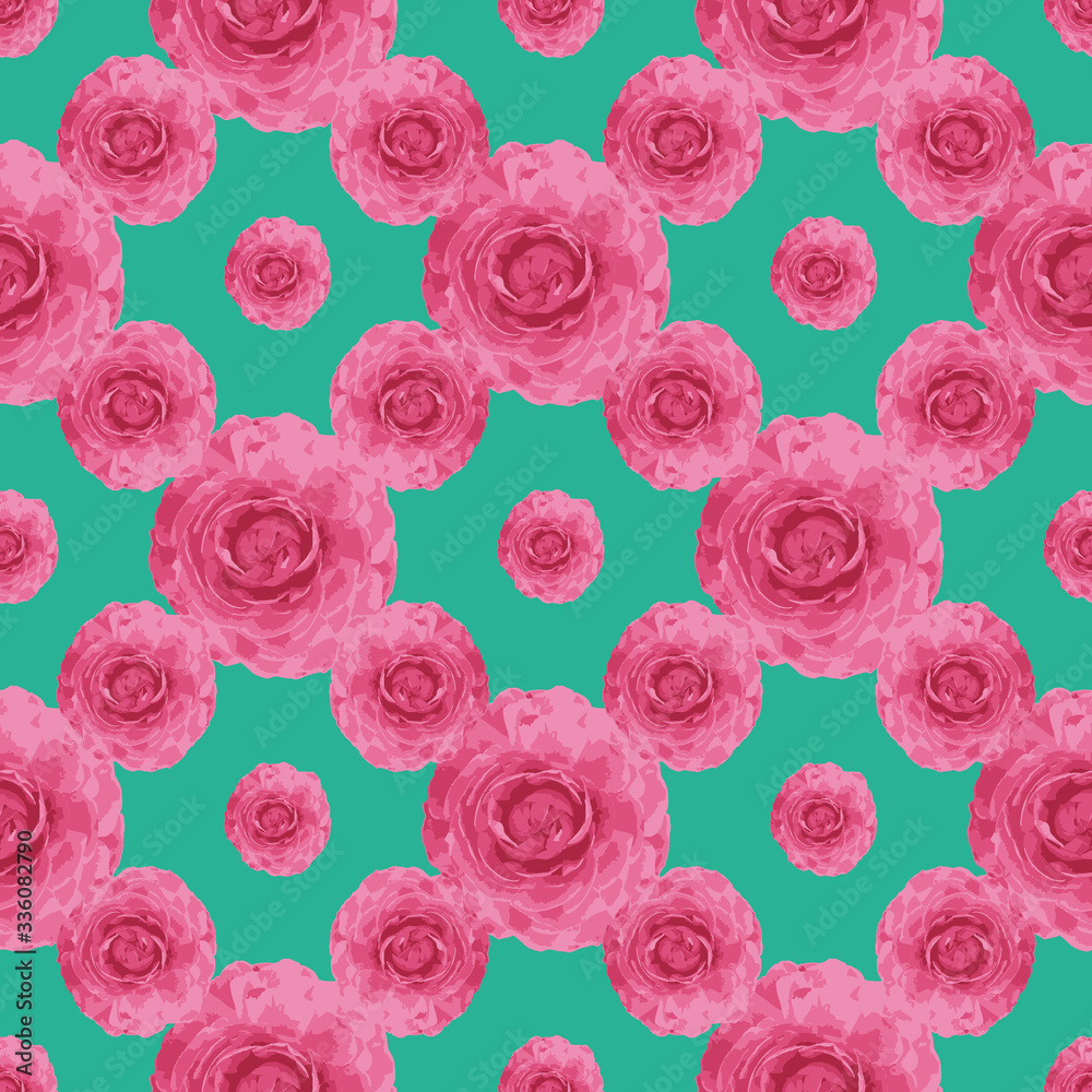 Pink ranonkel repeat pattern print background