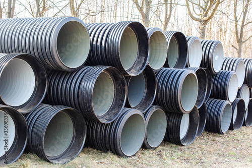 Modern polypropylene pipes for conducting heating mains underground. Durable and anticorrosive properties of water pipes, drainage system