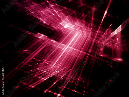 Abstract red on black background element. Fractal graphics 3d illustration. Science or technology concept.