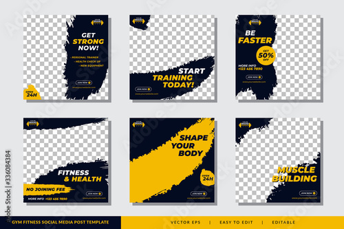 Gym Fitness social media post design template Premium Vector