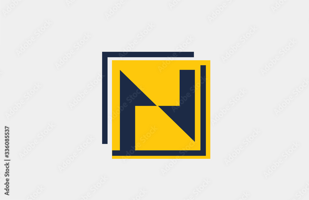 N yellow blue square alphabet letter logo icon design for business and company N yellow blue square alphabet letter logo icon design for business and company