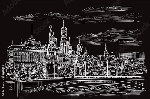 Black vector hand drawing Moscow 1