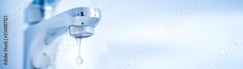 Hygiene concept. Water flowing from faucet.