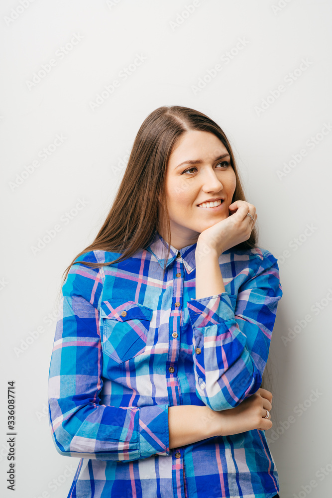 Young woman thinking, isolated on white background Young woman thinking, isolated on white background