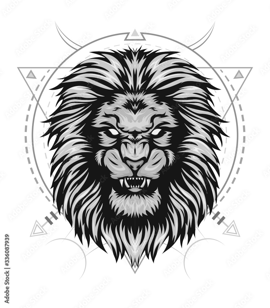 Fototapeta premium Angry lion king head logo