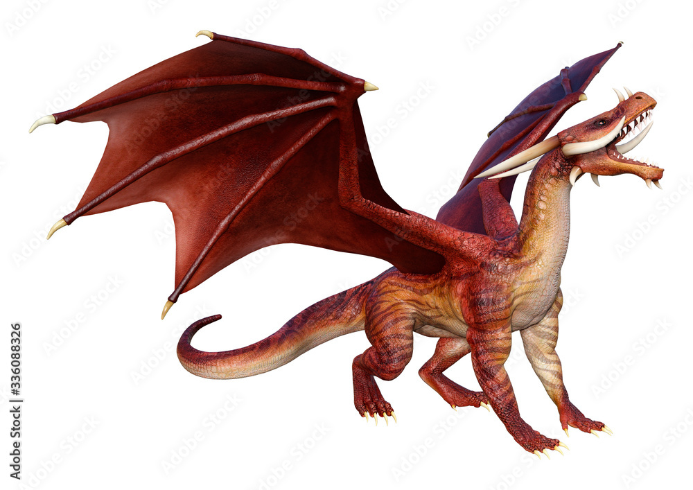 Fototapeta premium 3D Rendering Fairy Tale Dragon on White
