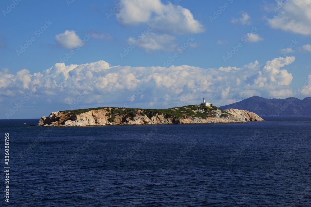 Skopelos , Greece 9/1/2019: Express Skiathos Ferry boat from Hellenic Seaways company arrives at the port of Glossa , Skopelos island, Sporades, Greece
Glossa port Express Skiathos Ferry boat
