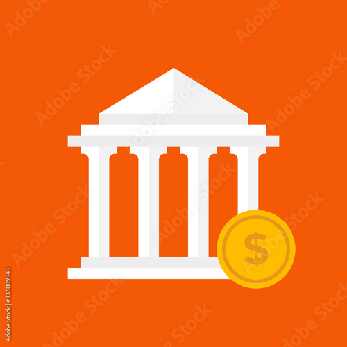 Bank With Coin Money Flat Vector Design 
