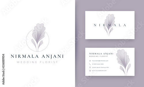 Floral minimal logo design with business card