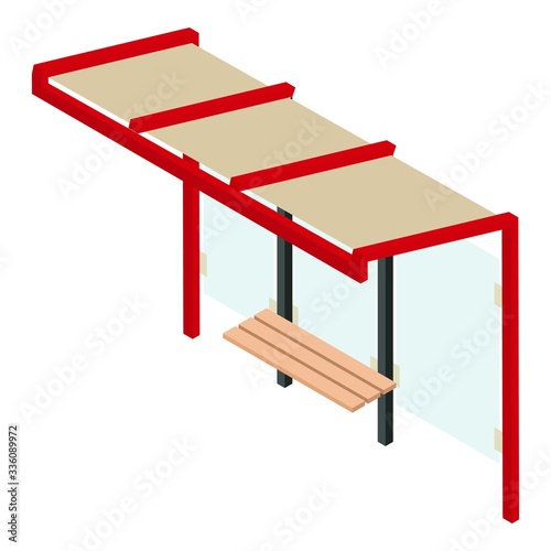 Urban bus stop icon. Isometric of urban bus stop vector icon for web design isolated on white background