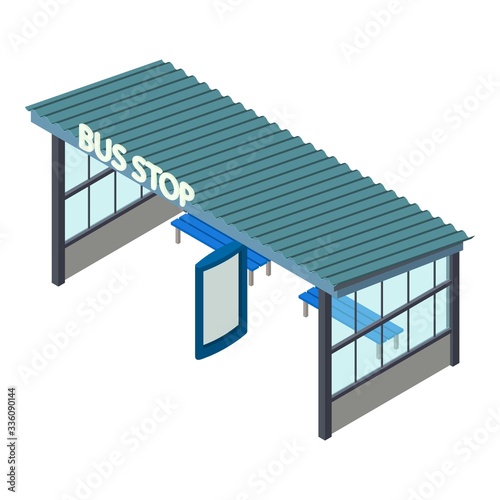 Shuttle bus stop icon. Isometric of shuttle bus stop vector icon for web design isolated on white background