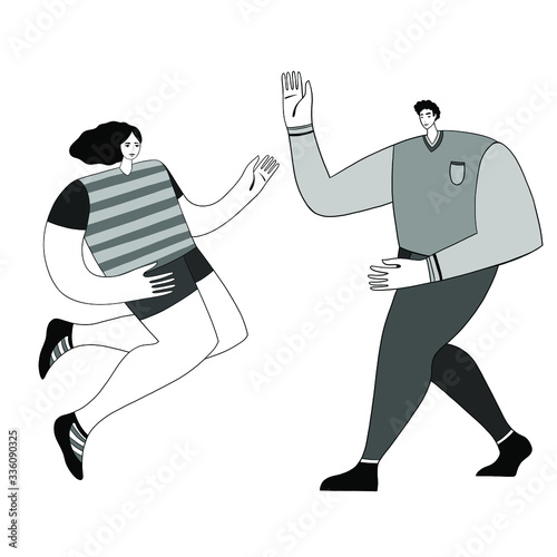 Friends arguing each other. Two persons discussing about life. Scene of family conflict. Bad relashionship. Quarrel. Vector illustration.