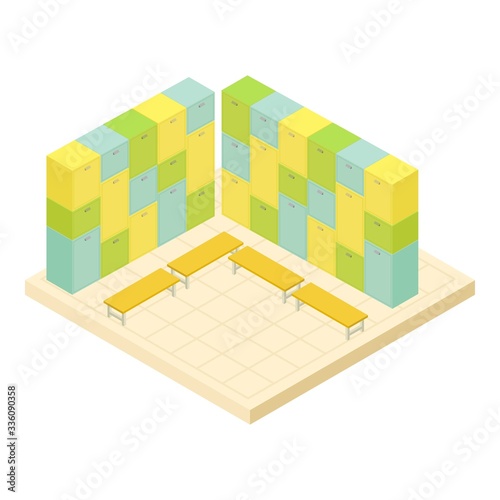 Locker room icon. Isometric of locker room vector icon for web design isolated on white background