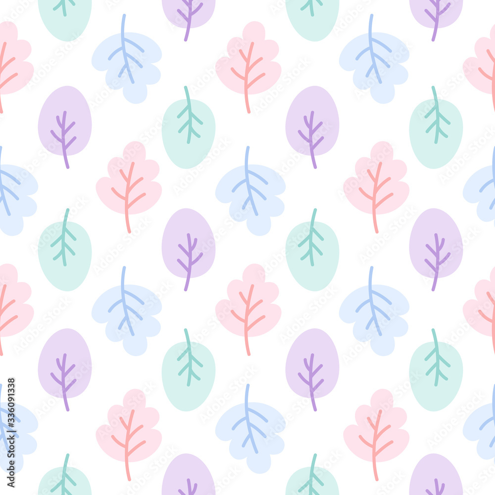Cute pastel leaf seamless pattern background