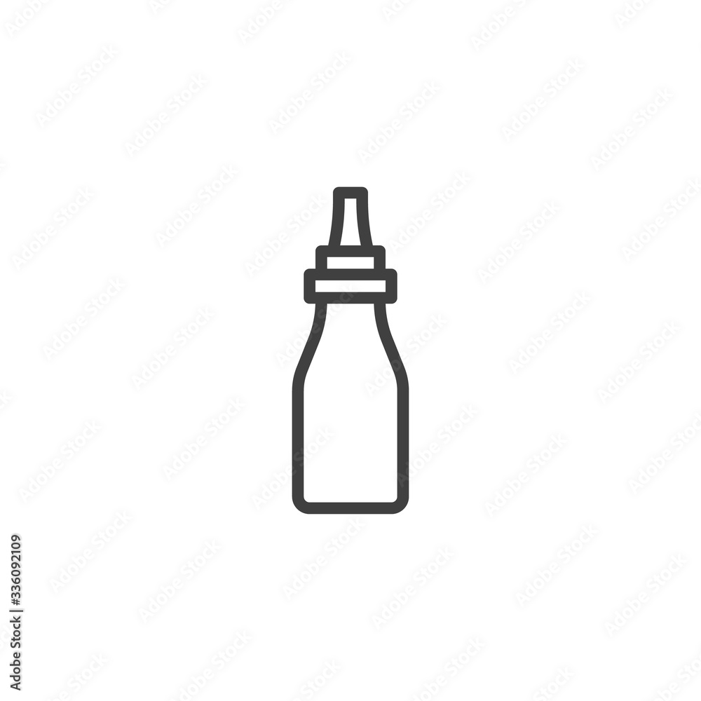 Syrup bottle line icon. linear style sign for mobile concept and web design. Chilli pepper condiment bottle outline vector icon. Symbol, logo illustration. Vector graphics Syrup bottle line icon. linear style sign for mobile concept and web design. Chilli pepper condiment bottle outline vector icon. Symbol, logo illustration. Vector graphics
