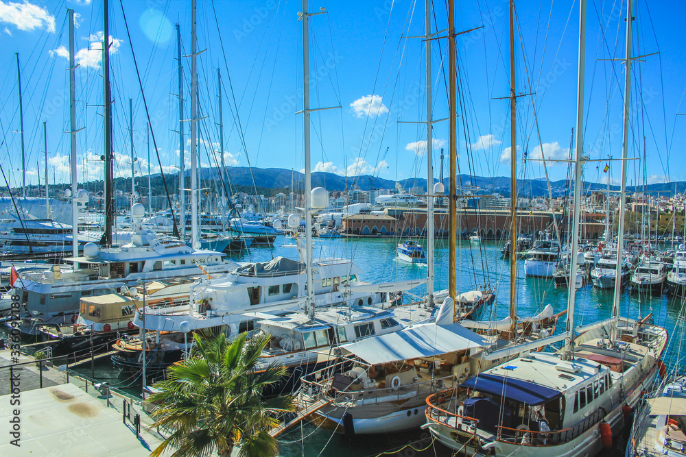 Port de Palma - boats in the harbour of Palma de Mallorca, Spain