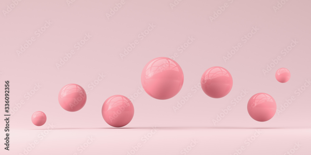 Falling pink balls on the background. 3d render Illustration for advertising. Falling pink balls on the background. 3d render Illustration for advertising.