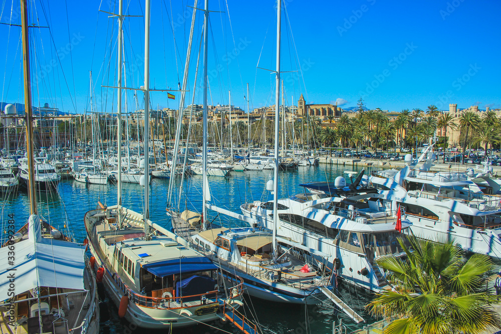 Port de Palma - boats in the harbour of Palma de Mallorca, Spain