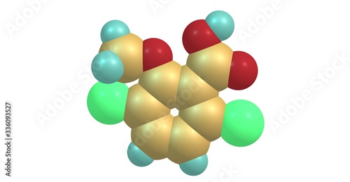 Dicamba molecular structure isolated on white photo