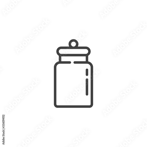 Milk can line icon. linear style sign for mobile concept and web design. Empty glass jar outline vector icon. Symbol, logo illustration. Vector graphics