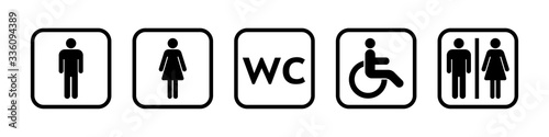 Public place signs. Public restroom symbols, WC. Vector illustration. EPS 10