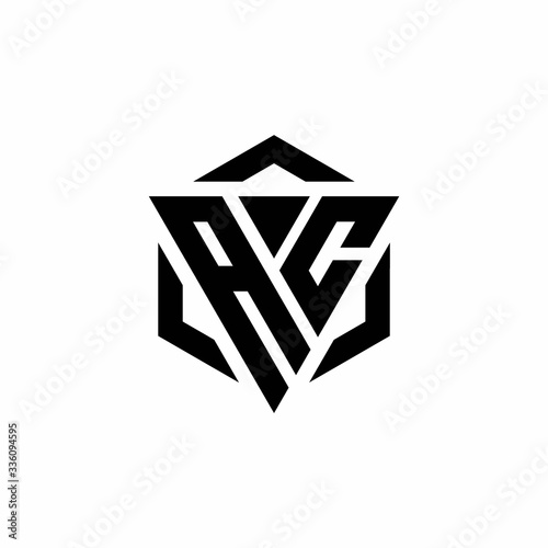 AC Logo monogram with triangle and hexagon modern design template