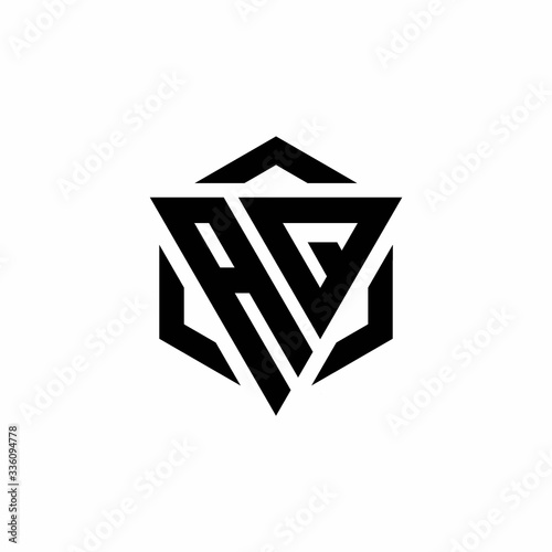 AQ Logo monogram with triangle and hexagon modern design template