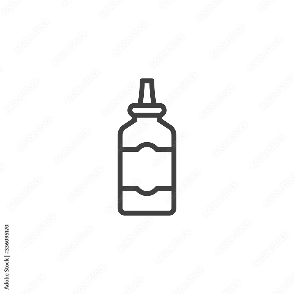 Mustard squeeze bottle line icon. linear style sign for mobile concept and web design. Condiment bottle outline vector icon. Symbol, logo illustration. Vector graphics