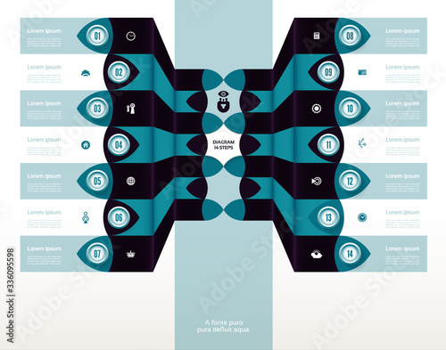 Vector progress background. Template for diagram, graph, presentation and chart. Business concept with 14 options, parts, steps or processes. Abstract background. eps 10
