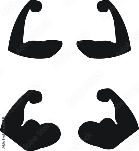 Man and woman, male and female muscle flexing fitness vector icon