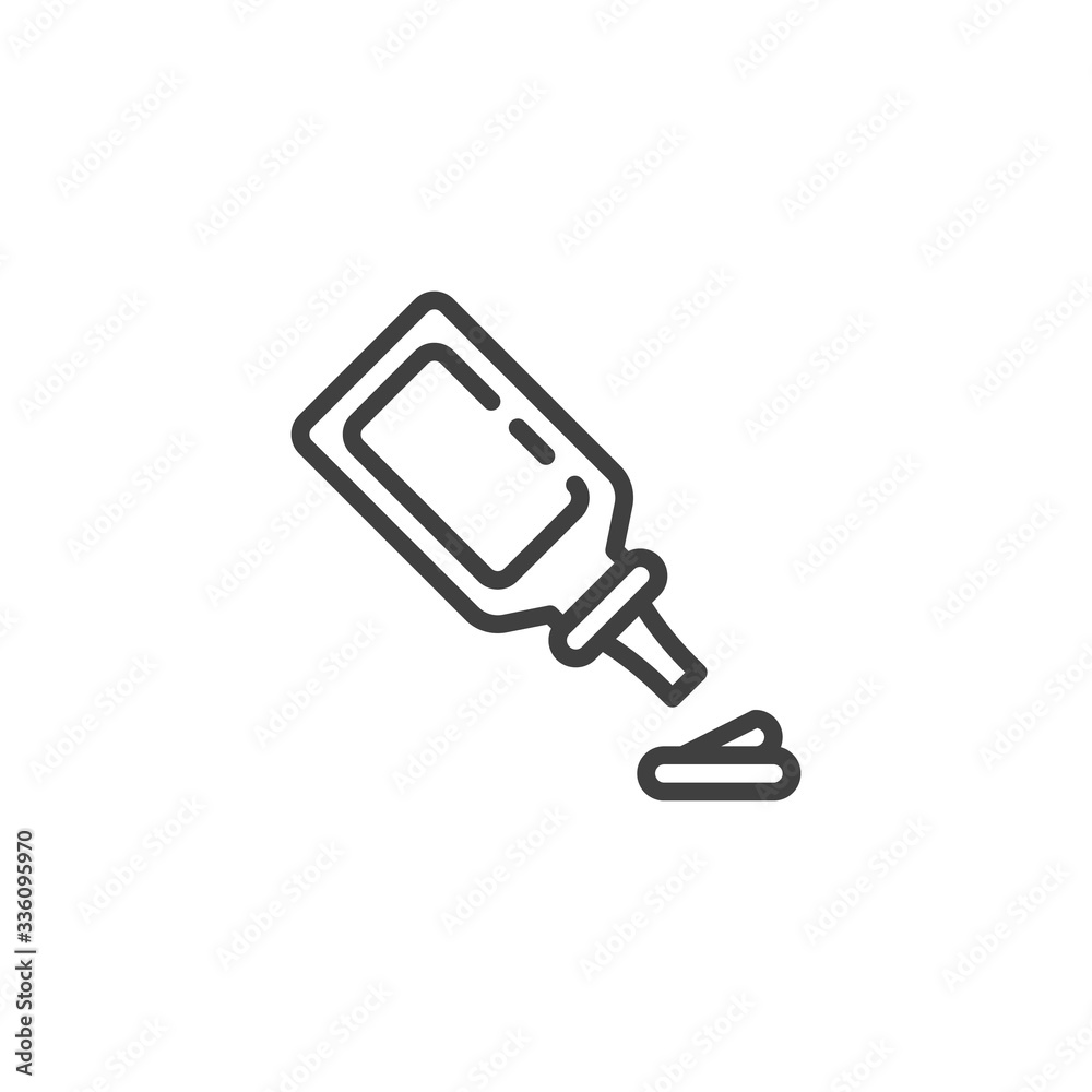 Cream squeeze bottle line icon. linear style sign for mobile concept and web design. Bottle with sauce outline vector icon. Symbol, logo illustration. Vector graphics